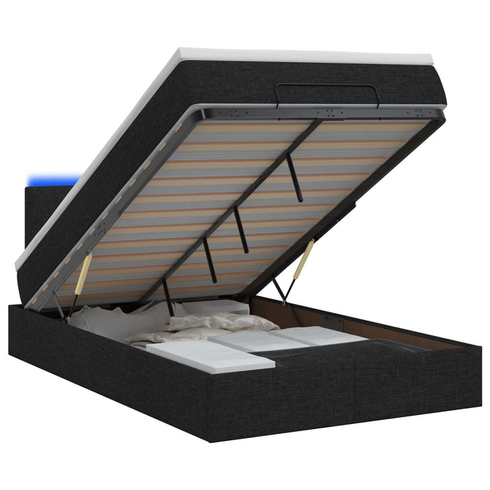 Pat Ottoman cu Saltea și LED Negru 120 x 200 cm Țesătură WALTI