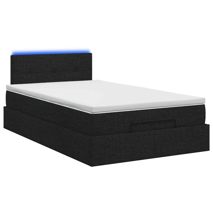 Pat Ottoman cu Saltea și LED Negru 120 x 200 cm Țesătură WALTI