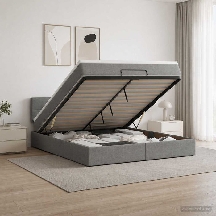 Pat Ottoman cu Saltea și LED Gri închis 180 x 200 cm Țesătură WALTI
