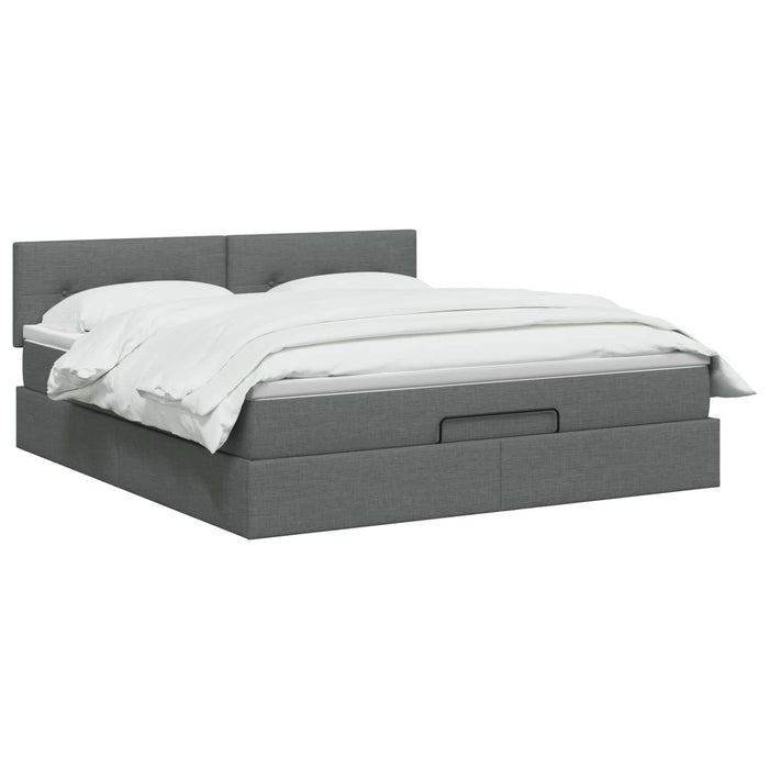 Pat Ottoman cu Saltea și LED Gri închis 180 x 200 cm Țesătură WALTI