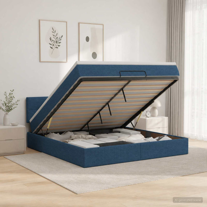 Pat Ottoman cu Saltea și LED albastru 180 x 200 cm Țesătură - WALTI WALTI