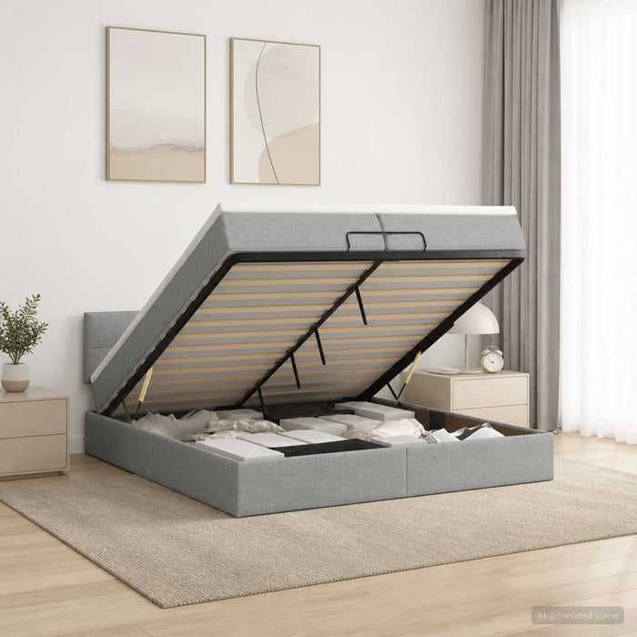 Pat Ottoman cu Saltea și LED Gri deschis 200 x 200 cm Țesătură WALTI