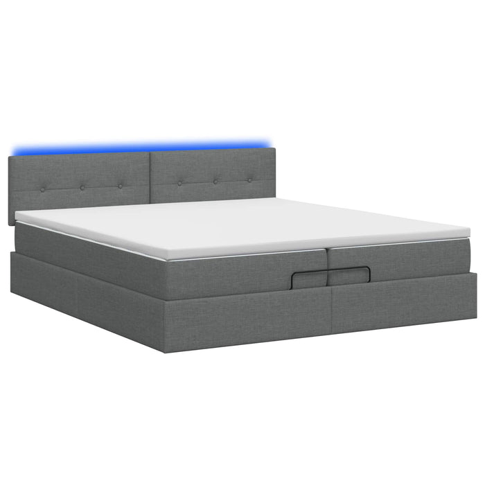 Pat Ottoman cu Saltea și LED Gri închis 200 x 200 cm Țesătură - WALTI WALTI