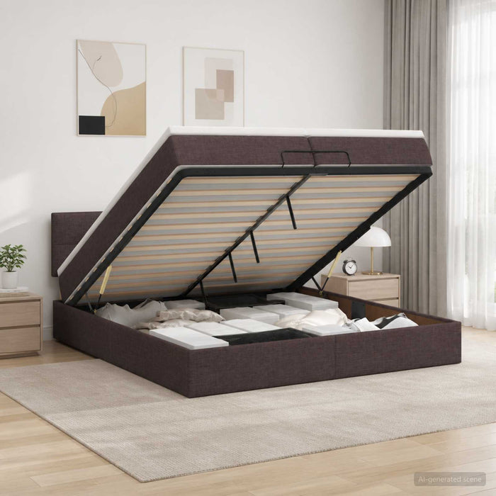 Pat ottoman cu saltea Maro închis 200 x 200 cm Țesătură - WALTI WALTI