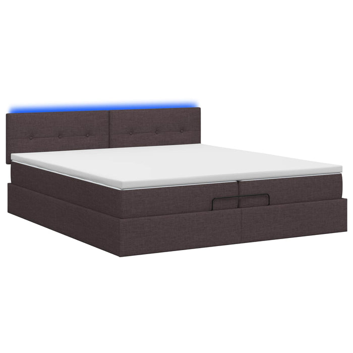 Pat Ottoman cu Saltea și LED Maro închis 200 x 200 cm Țesătură - WALTI WALTI