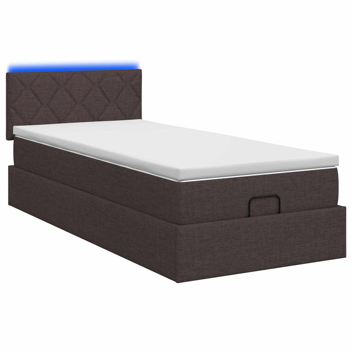 Pat Ottoman cu Saltea și LED Maro închis 80 x 200 cm Țesătură WALTI