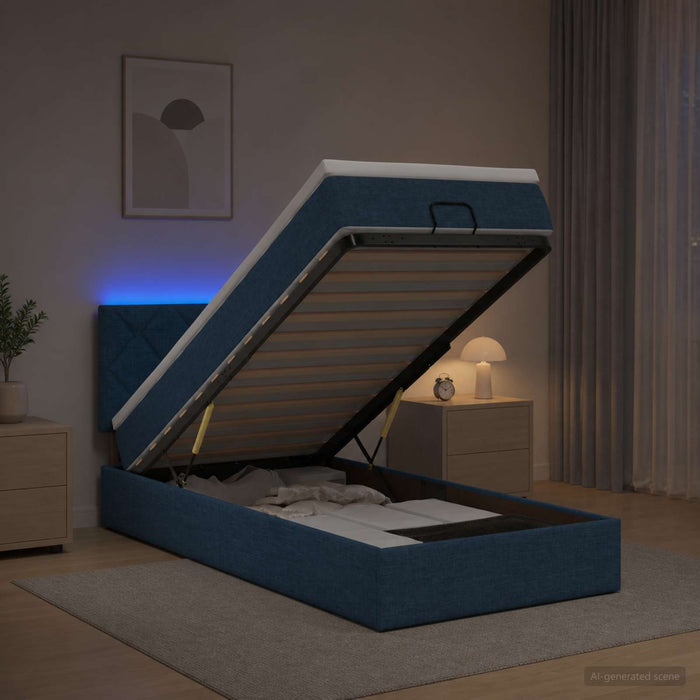 Pat Ottoman cu Saltea și LED albastru 80 x 200 cm Țesătură WALTI