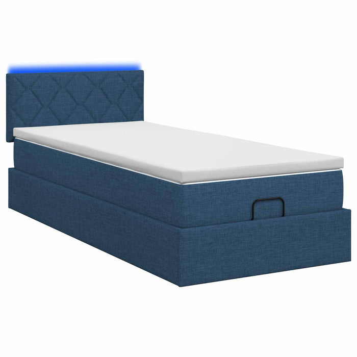 Pat Ottoman cu Saltea și LED albastru 90 x 200 cm Țesătură WALTI