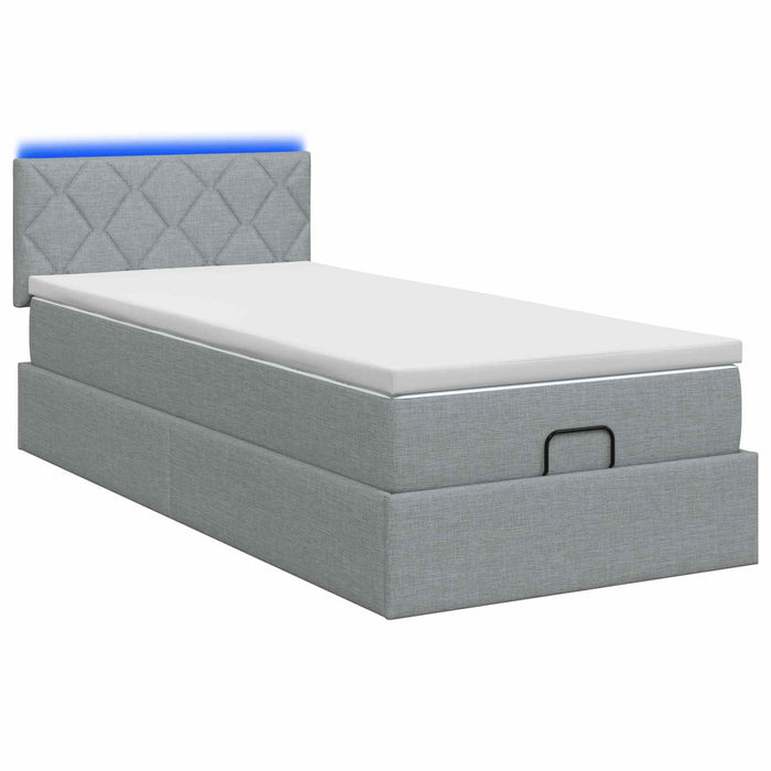 Pat Ottoman cu Saltea și LED Gri deschis 100 x 200 cm Țesătură WALTI