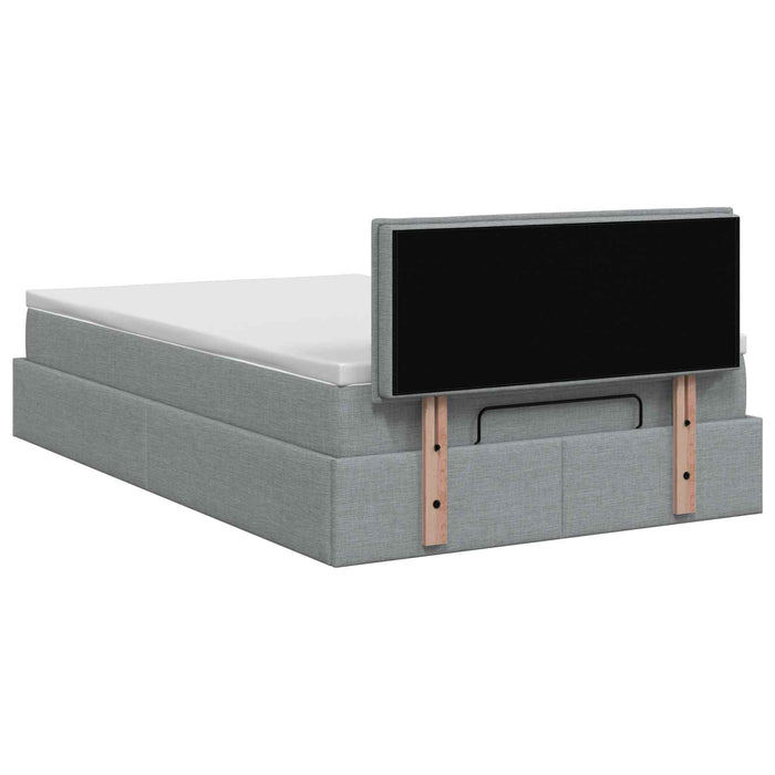 Pat Ottoman cu Saltea și LED Gri deschis 120 x 190 cm Țesătură WALTI