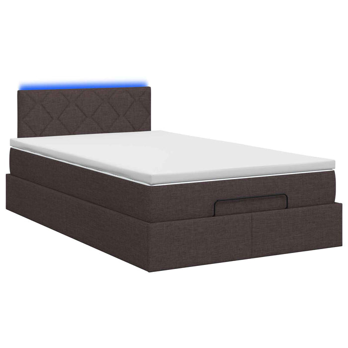 Pat Ottoman cu Saltea și LED Maro închis 120 x 190 cm Țesătură WALTI