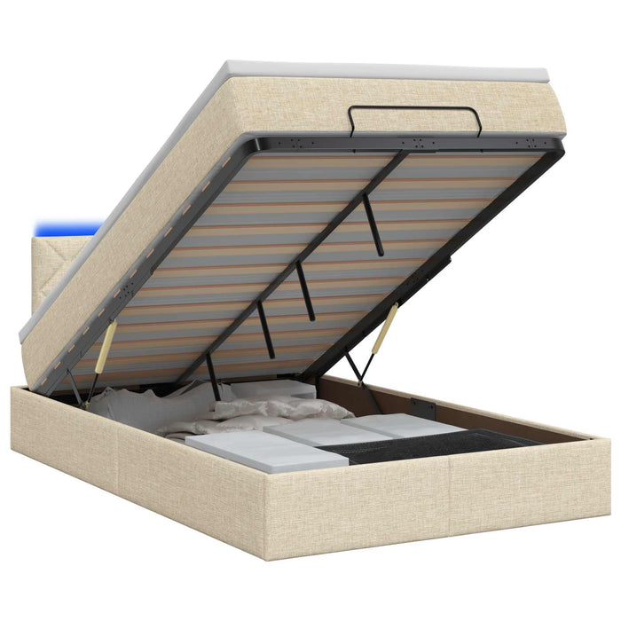 Pat Ottoman cu Saltea și LED Crem 120 x 190 cm Țesătură WALTI