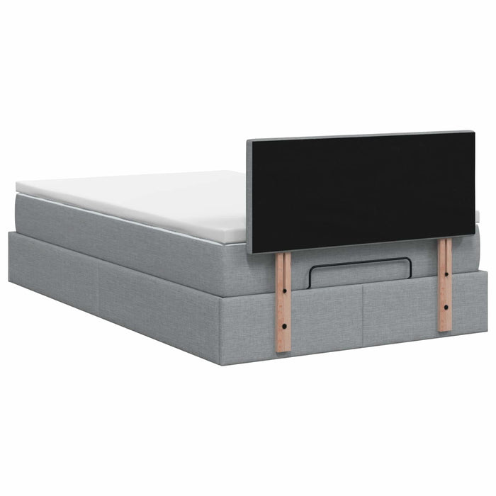 Pat Ottoman cu Saltea și LED Gri deschis 120 x 200 cm Țesătură WALTI