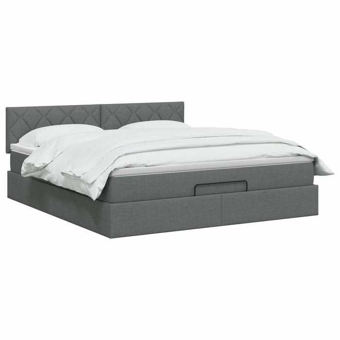 Pat Ottoman cu Saltea și LED Gri închis 140 x 190 cm Țesătură WALTI