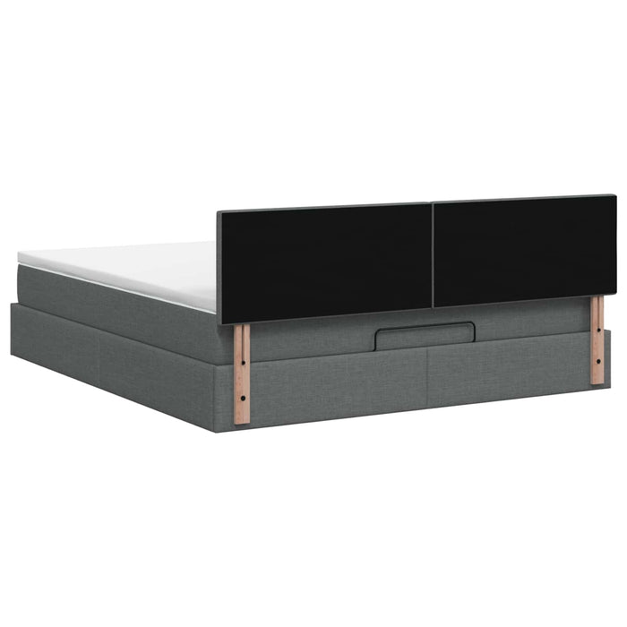 Pat Ottoman cu Saltea și LED Gri închis 140 x 200 cm Țesătură WALTI