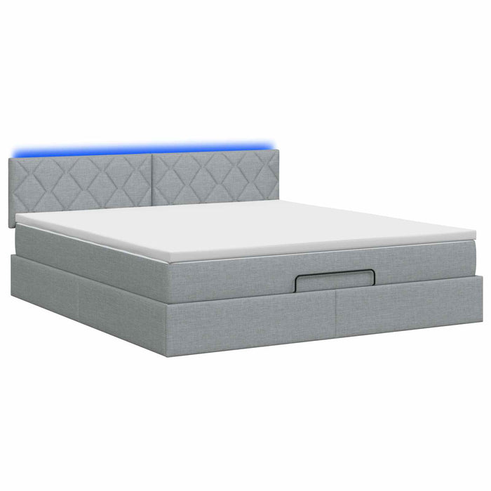 Pat Ottoman cu Saltea și LED Gri deschis 160 x 200 cm Țesătură WALTI