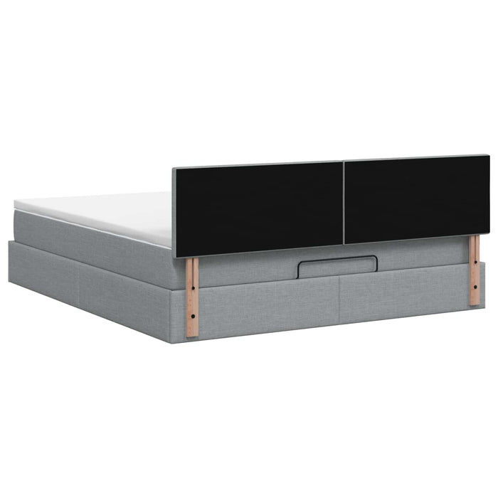 Pat Ottoman cu Saltea și LED Gri deschis 160 x 200 cm Țesătură WALTI