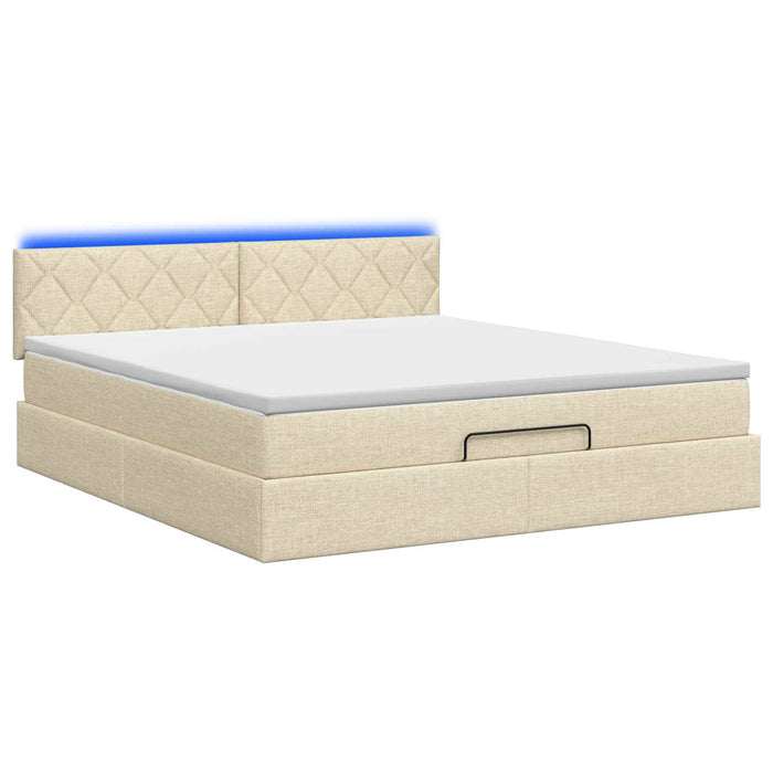 Pat Ottoman cu Saltea și LED Crem 160 x 200 cm Țesătură WALTI