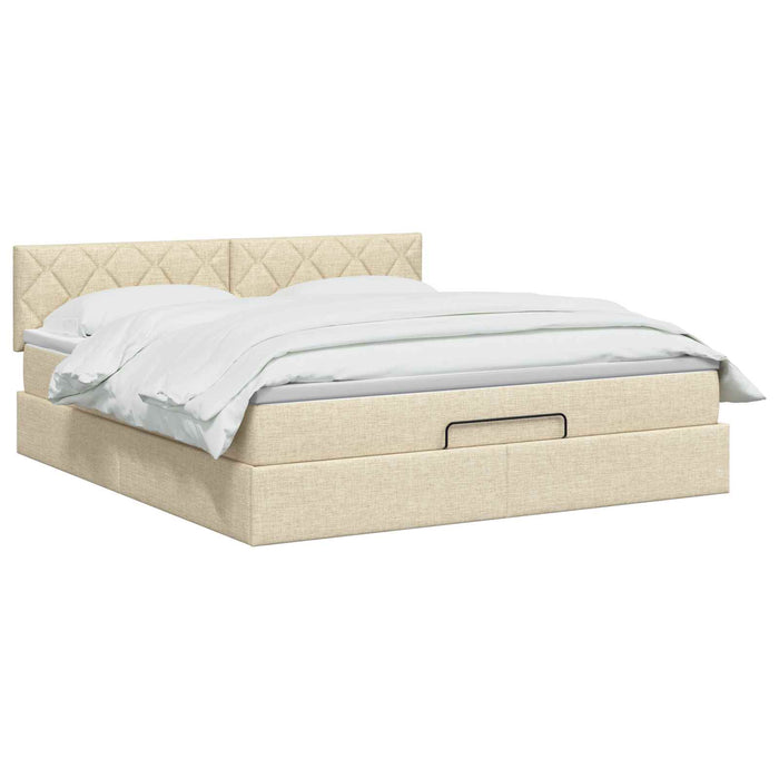 Pat Ottoman cu Saltea și LED Crem 160 x 200 cm Țesătură WALTI