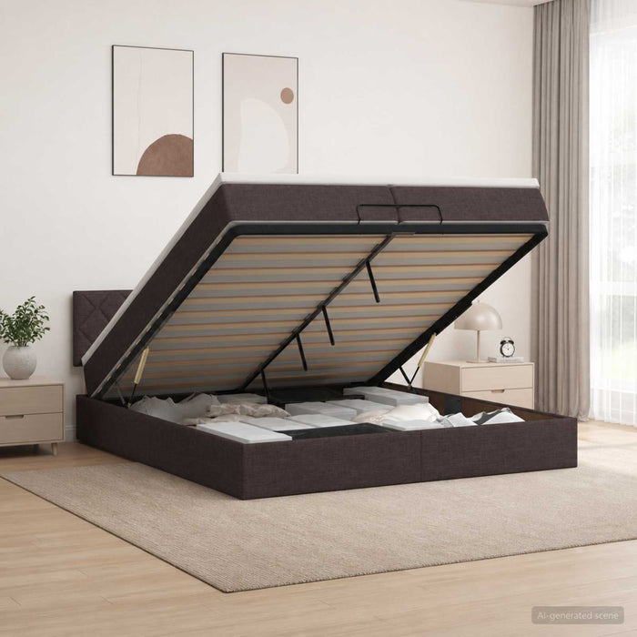 Pat ottoman cu saltea Maro închis 200 x 200 cm Țesătură WALTI