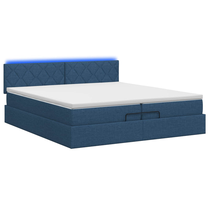 Pat Ottoman cu Saltea și LED albastru 200 x 200 cm Țesătură WALTI