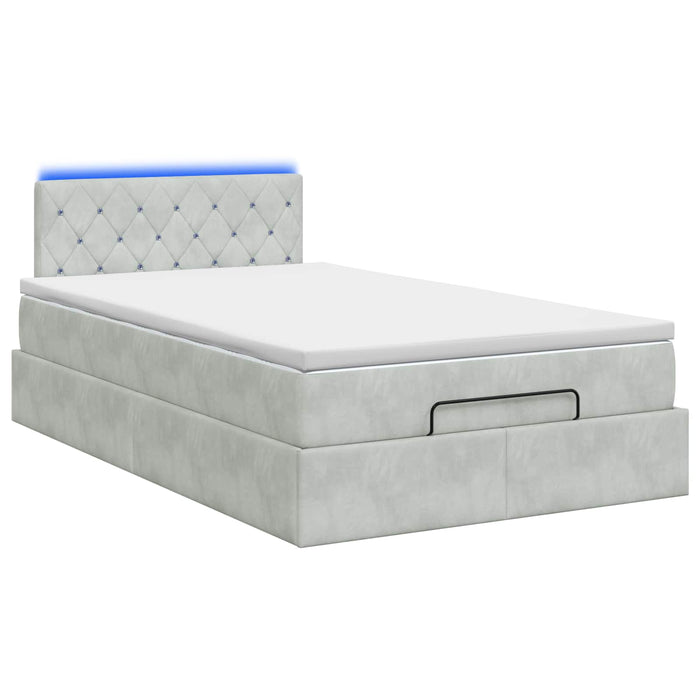 Pat Ottoman cu Saltea și LED Gri deschis 120 x 190 cm Catifea WALTI
