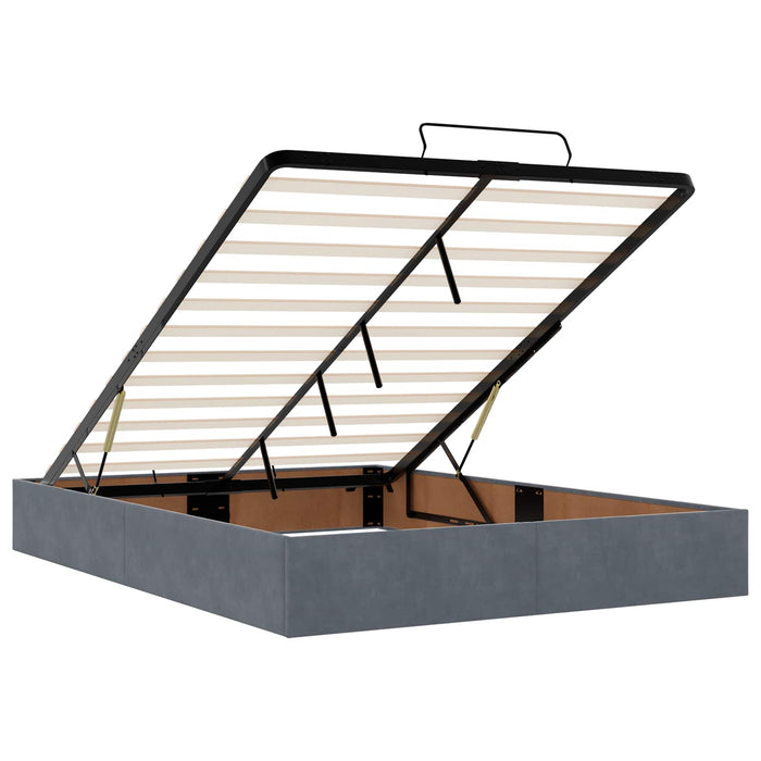 Pat Ottoman cu Saltea și LED Gri închis 140 x 190 cm Catifea WALTI