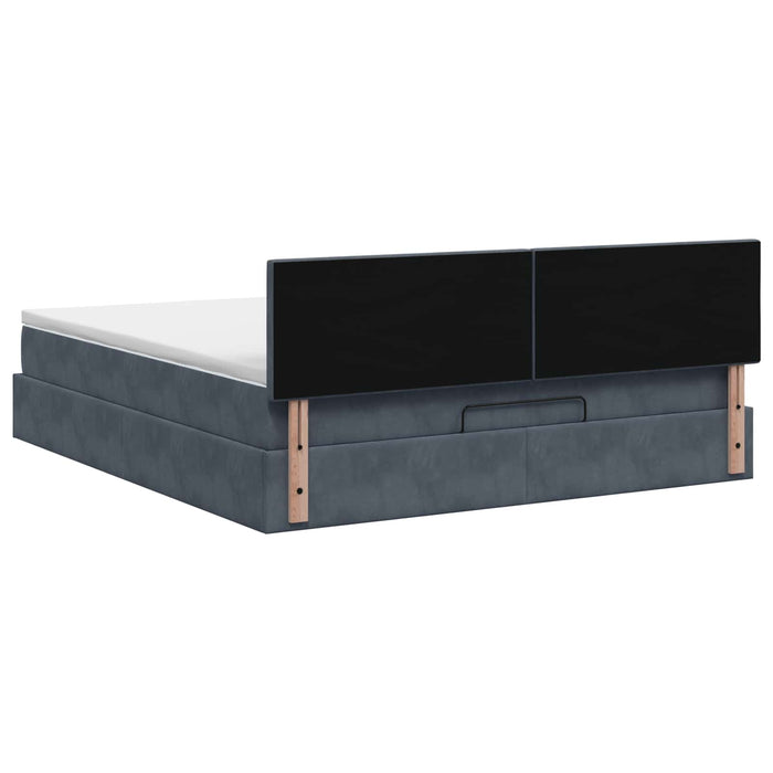 Pat Ottoman cu Saltea și LED Gri închis 140 x 190 cm Catifea WALTI