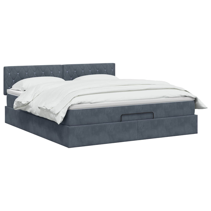 Pat Ottoman cu Saltea și LED Gri închis 140 x 190 cm Catifea WALTI