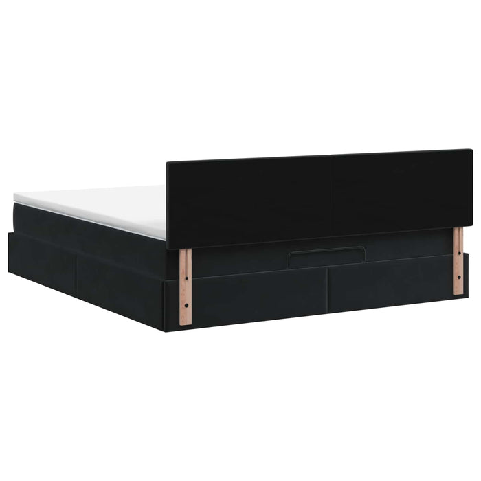Pat Ottoman cu Saltea și LED Negru 140 x 190 cm Catifea WALTI