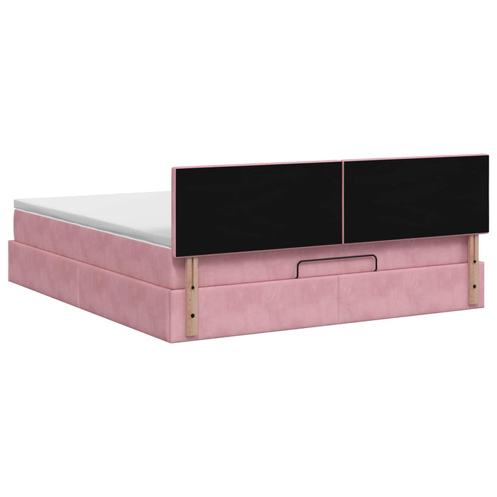 Pat Ottoman cu Saltea și LED Roz 140 x 200 cm Catifea WALTI