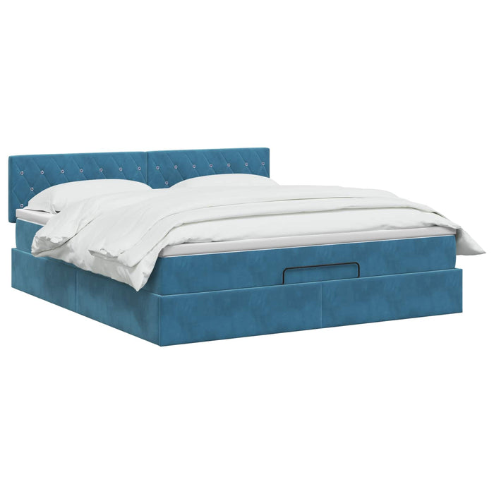 Pat Ottoman cu Saltea și LED Albastru închis 160 x 200 cm - WALTI WALTI