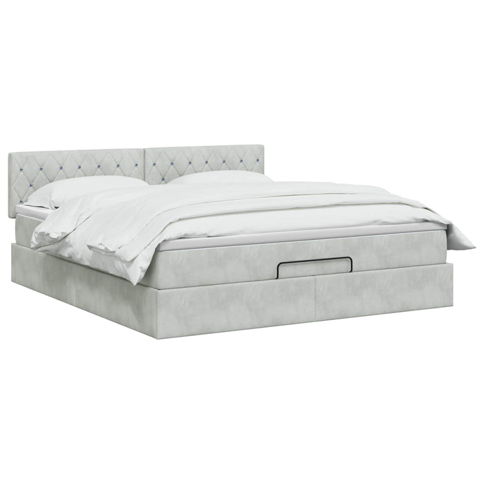 Pat Ottoman cu Saltea și LED Gri deschis 180 x 200 cm Catifea - WALTI WALTI