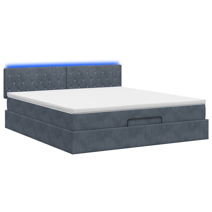 Pat Ottoman cu Saltea și LED Gri închis 180 x 200 cm Catifea - WALTI WALTI