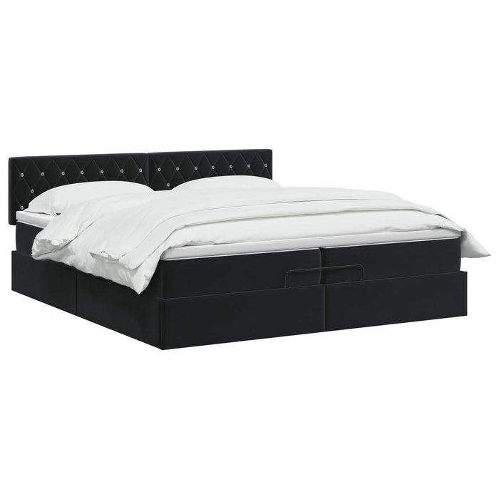 Pat Ottoman cu Saltea și LED Negru 200 x 200 cm Catifea WALTI