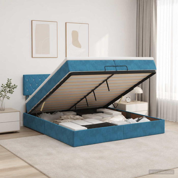 Pat Ottoman cu Saltea și LED Albastru închis 200 x 200 cm WALTI