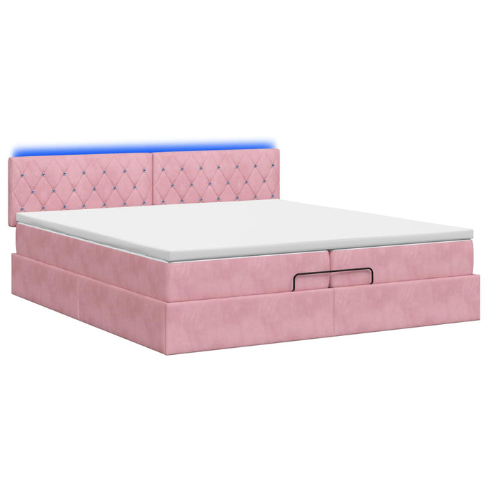 Pat Ottoman cu Saltea și LED Roz 200 x 200 cm Catifea WALTI