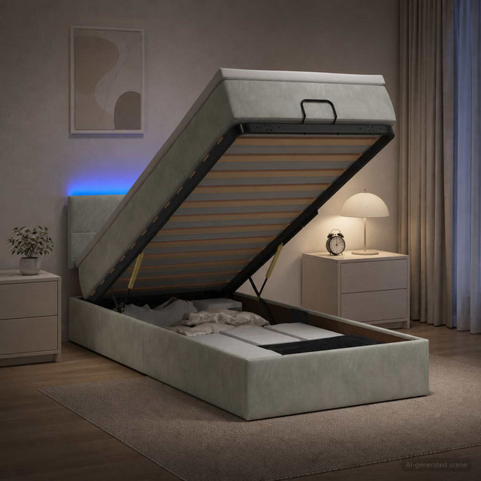Pat Ottoman cu Saltea și LED Gri deschis 80 x 200 cm Catifea WALTI