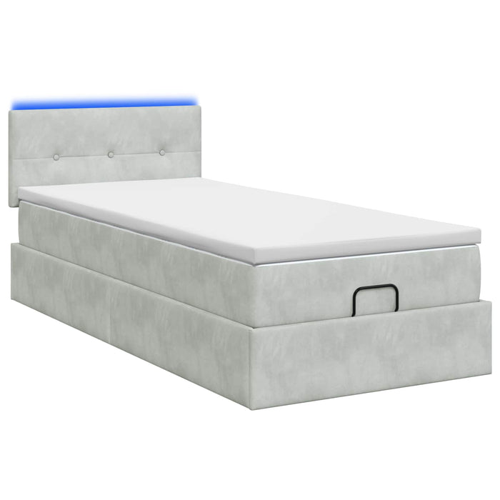 Pat Ottoman cu Saltea și LED Gri deschis 80 x 200 cm Catifea WALTI