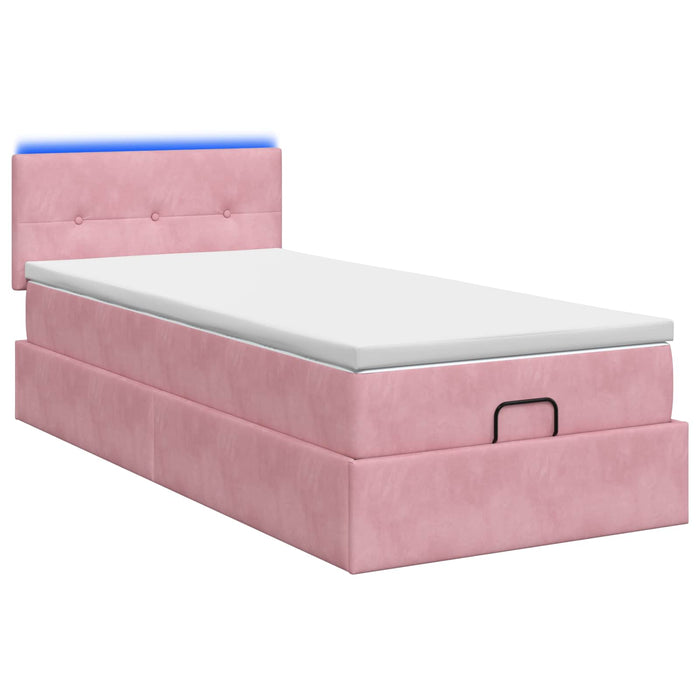 Pat Ottoman cu Saltea și LED Roz 100 x 200 cm Catifea WALTI