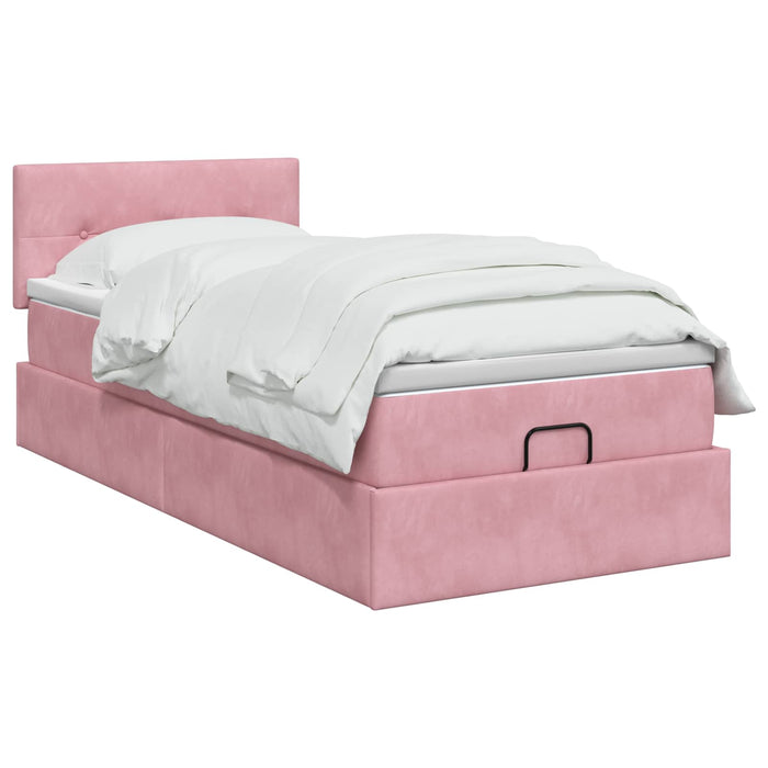 Pat Ottoman cu Saltea și LED Roz 100 x 200 cm Catifea WALTI