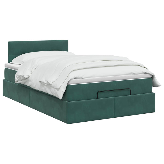 Pat Ottoman cu Saltea și LED Verde închis 120 x 190 cm Catifea WALTI