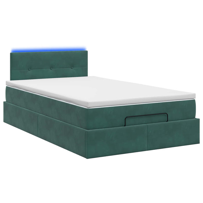 Pat Ottoman cu Saltea și LED Verde închis 120 x 200 cm Catifea WALTI