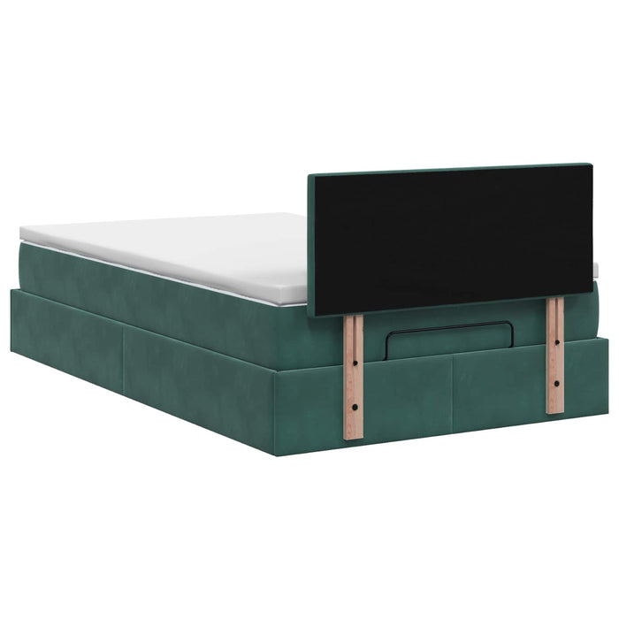 Pat Ottoman cu Saltea și LED Verde închis 120 x 200 cm Catifea WALTI
