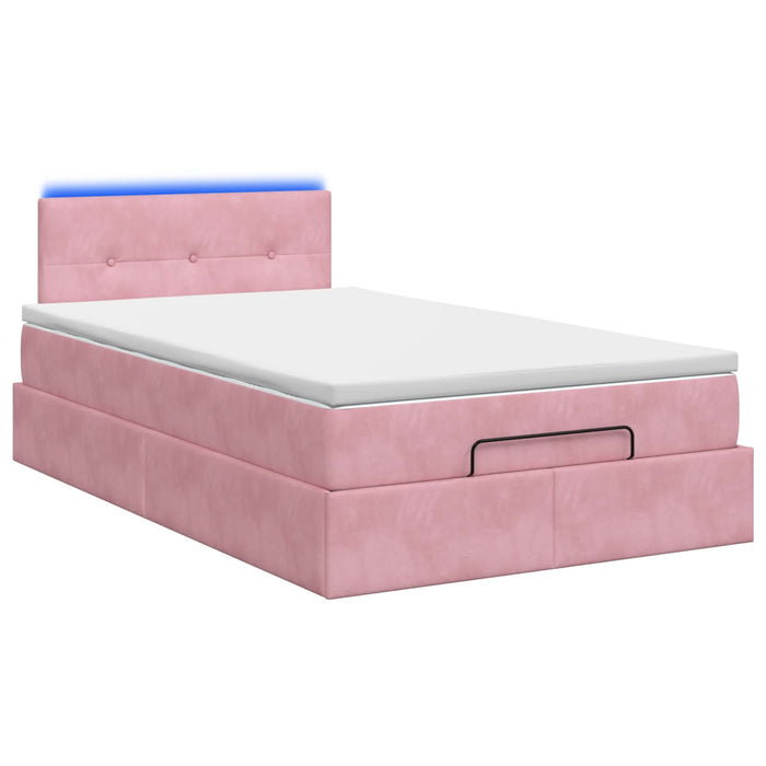Pat Ottoman cu Saltea și LED Roz 120 x 200 cm Catifea WALTI