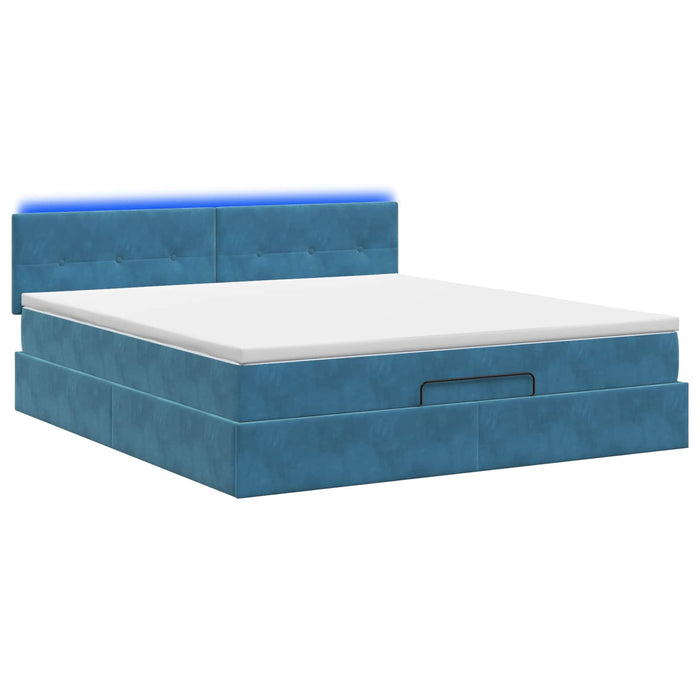 Pat Ottoman cu Saltea și LED Albastru închis 180 x 200 cm WALTI
