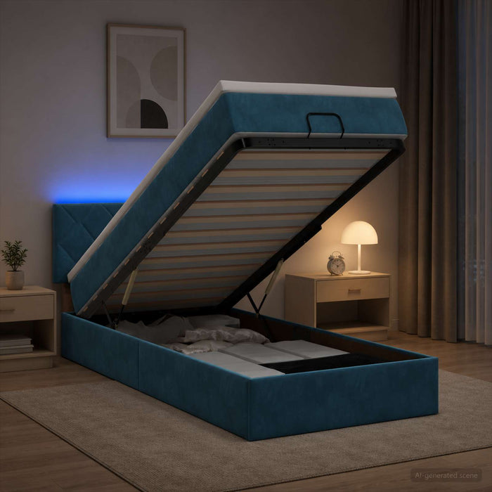 Pat Ottoman cu Saltea și LED Albastru închis 80 x 200 cm WALTI