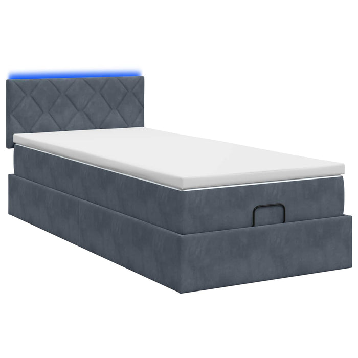 Pat Ottoman cu Saltea și LED Gri închis 100 x 200 cm Catifea WALTI