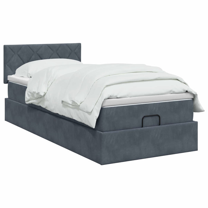 Pat Ottoman cu Saltea și LED Gri închis 100 x 200 cm Catifea WALTI