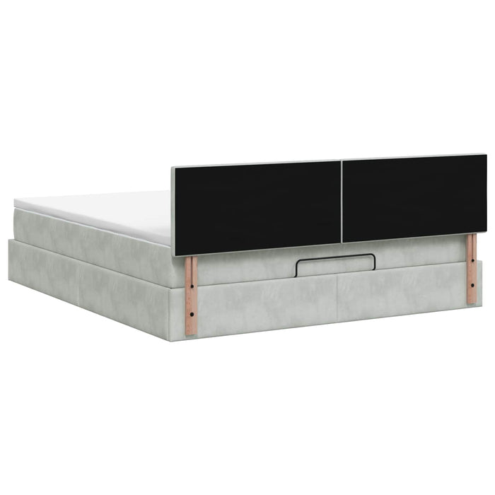 Pat Ottoman cu Saltea și LED Gri deschis 160 x 200 cm Catifea WALTI